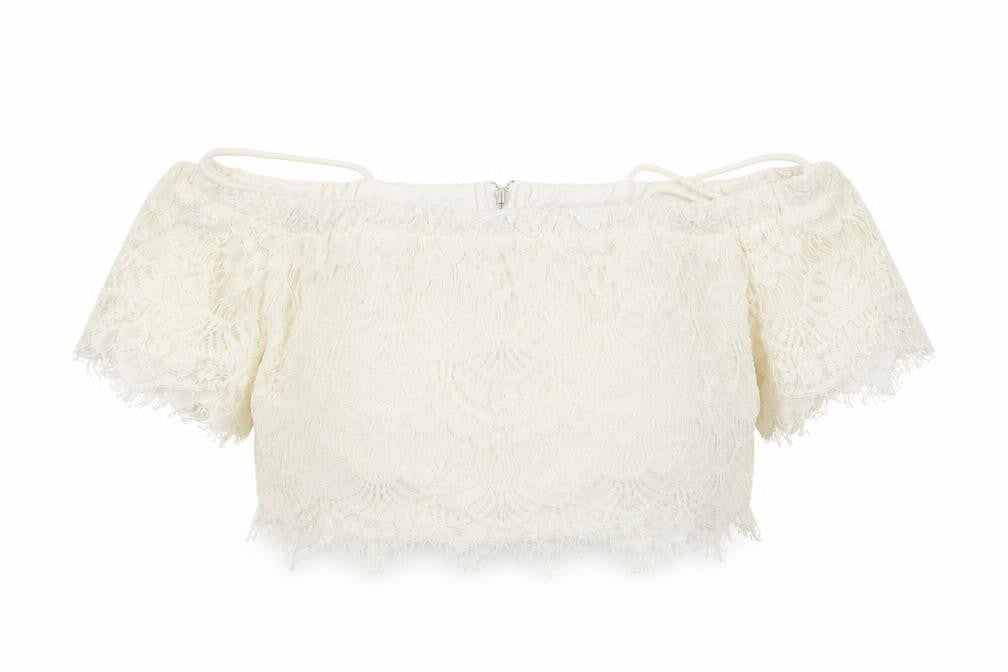 Womens UK Size 10 Topshop White Cropped Blouse