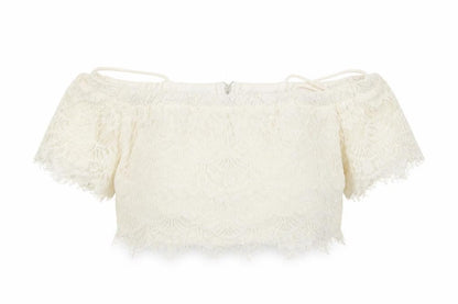 Womens UK Size 10 Topshop White Cropped Blouse