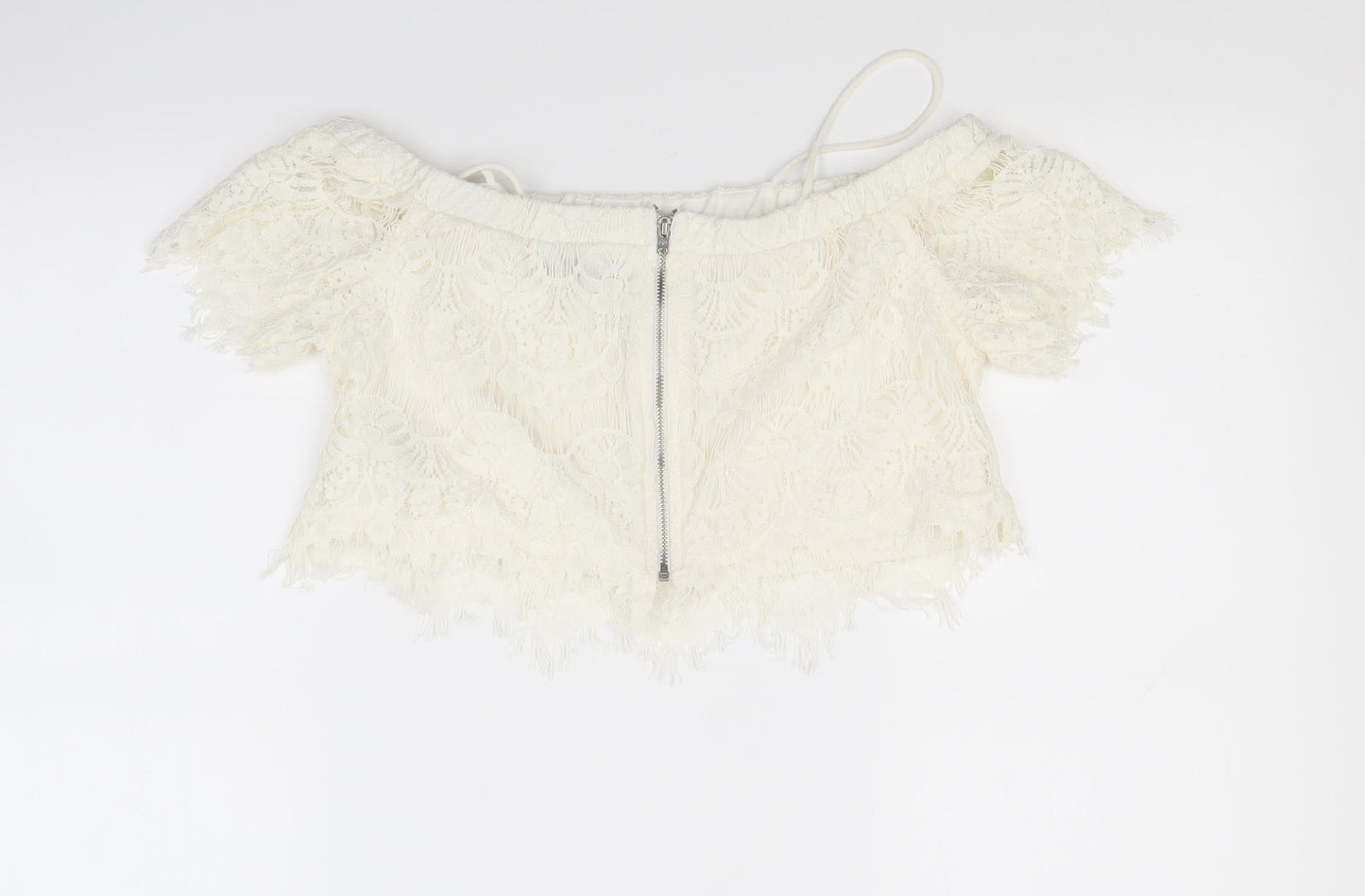Womens UK Size 10 Topshop White Cropped Blouse