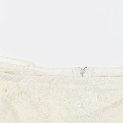 Womens UK Size 10 Topshop White Cropped Blouse