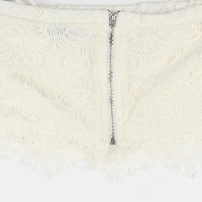 Womens UK Size 10 Topshop White Cropped Blouse