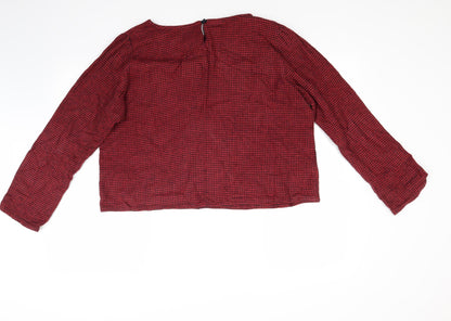 Compania Fantasia Womens Red Houndstooth  Pullover Sweatshirt Size XL