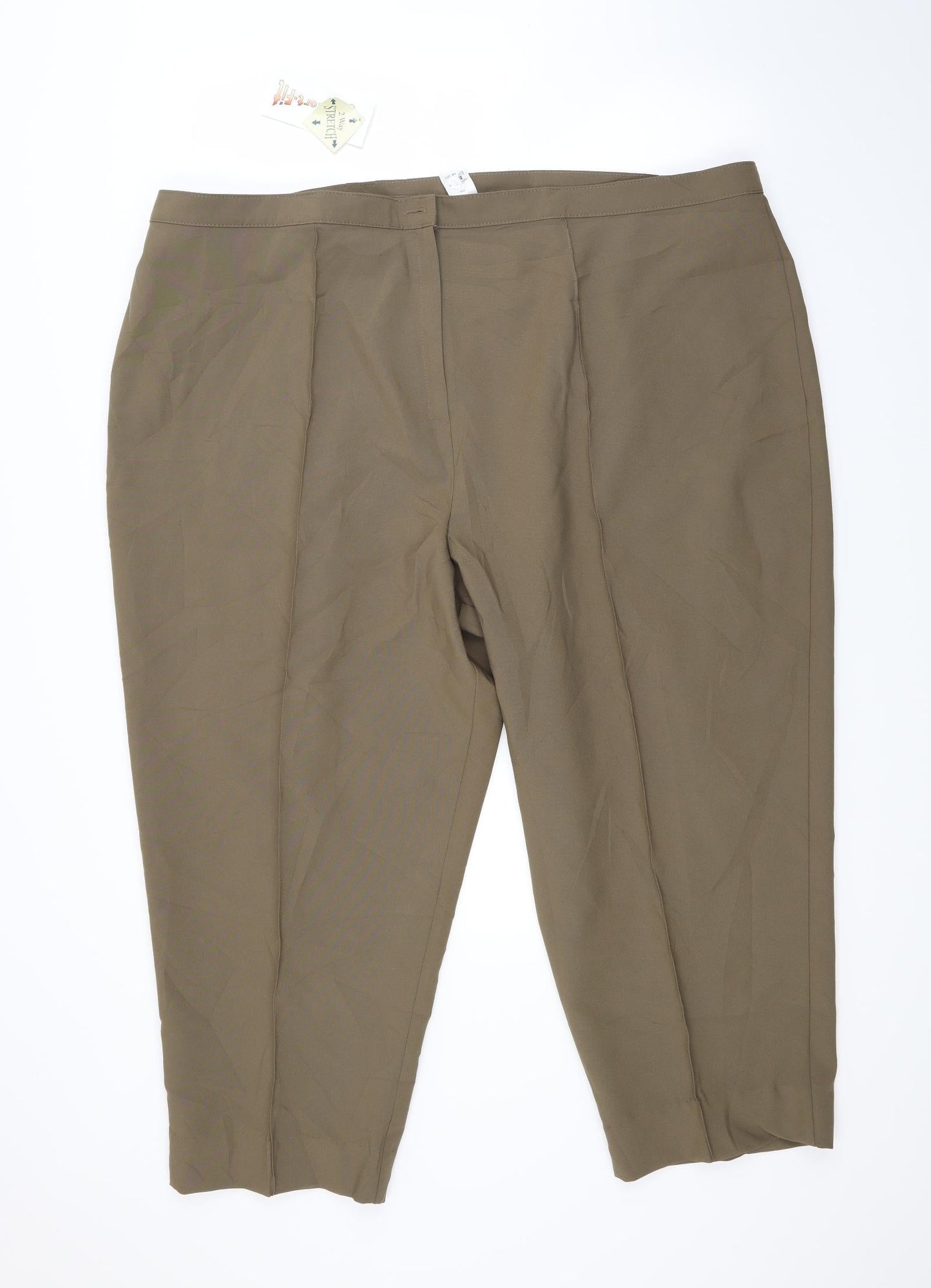 Womens UK Size 28 Slimma Regular Fit Capri Green Trousers