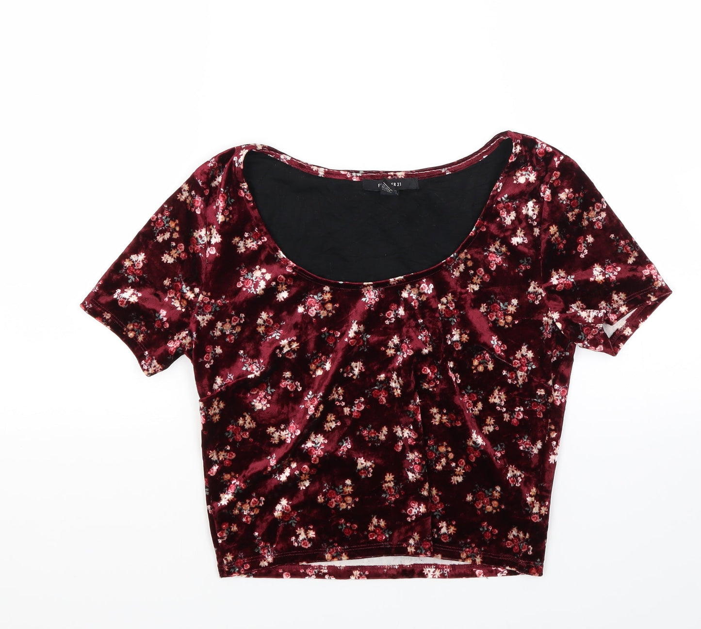 FOREVER 21 Womens Red Floral  Cropped T-Shirt Size M