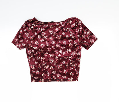 FOREVER 21 Womens Red Floral  Cropped T-Shirt Size M