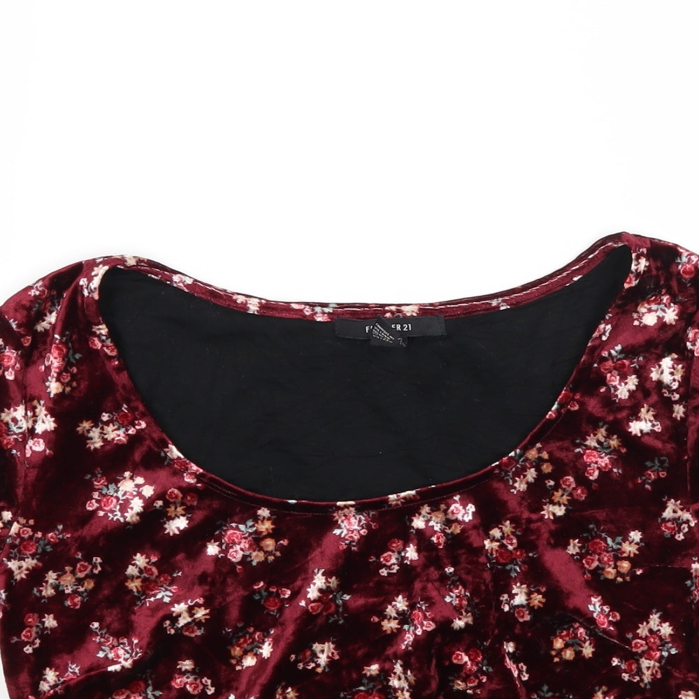 FOREVER 21 Womens Red Floral  Cropped T-Shirt Size M