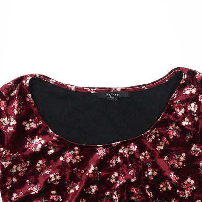 FOREVER 21 Womens Red Floral  Cropped T-Shirt Size M