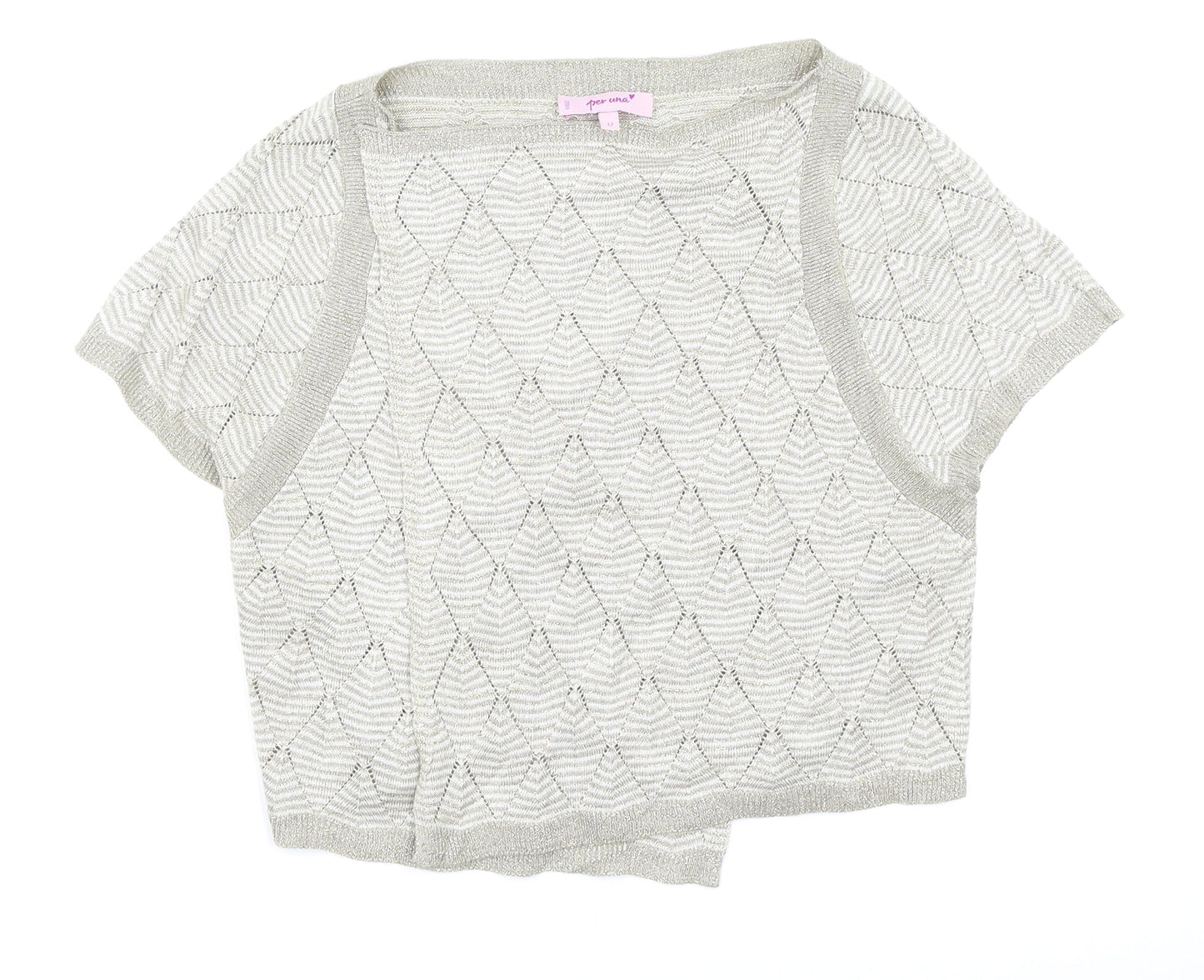PERUNA Womens Beige Argyle/Diamond  Cardigan Jumper Size 12