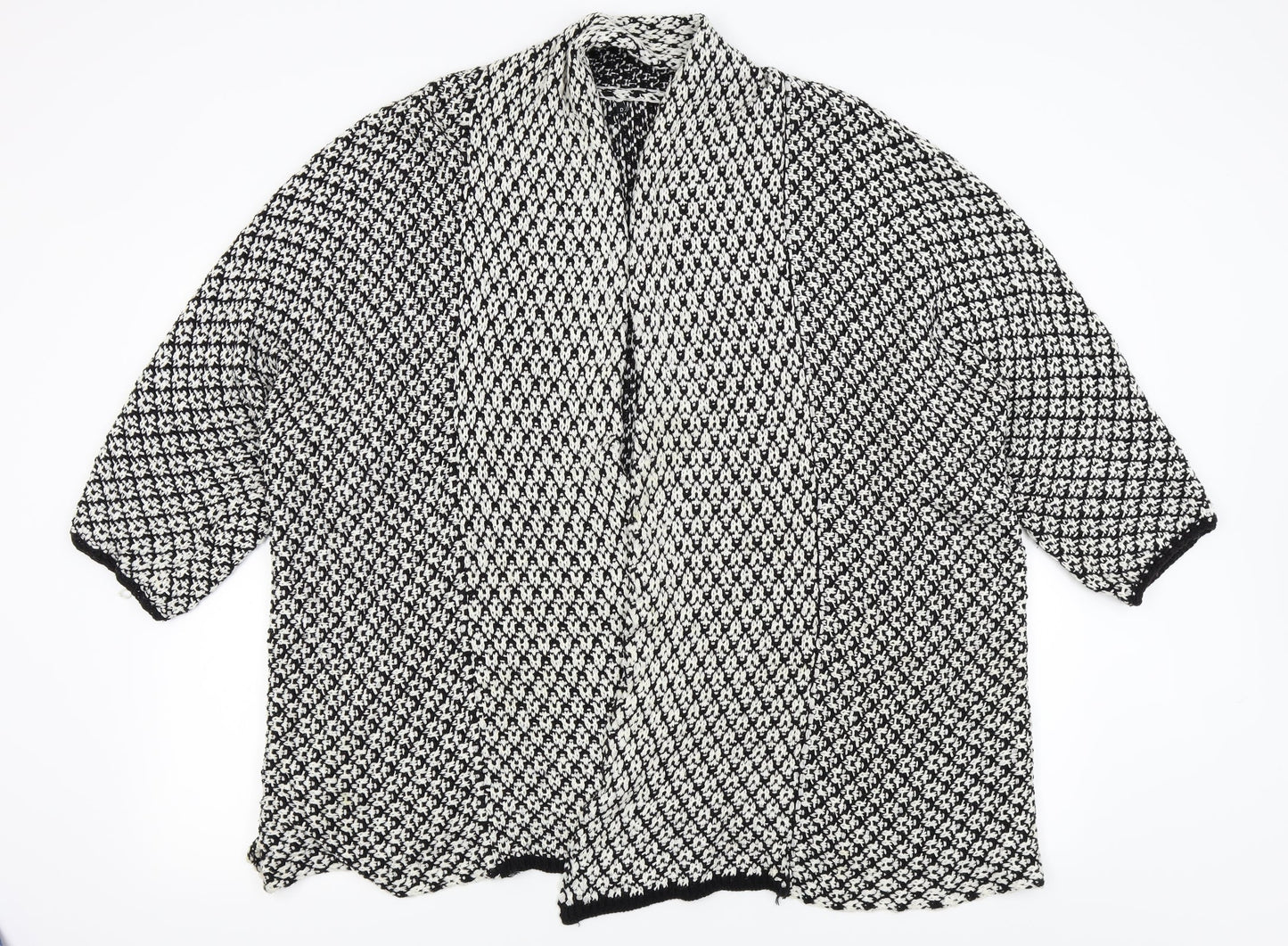 Preworn Womens Black Houndstooth  Cardigan Jumper Size L