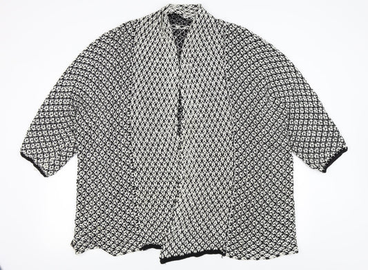 Preworn Womens Black Houndstooth  Cardigan Jumper Size L
