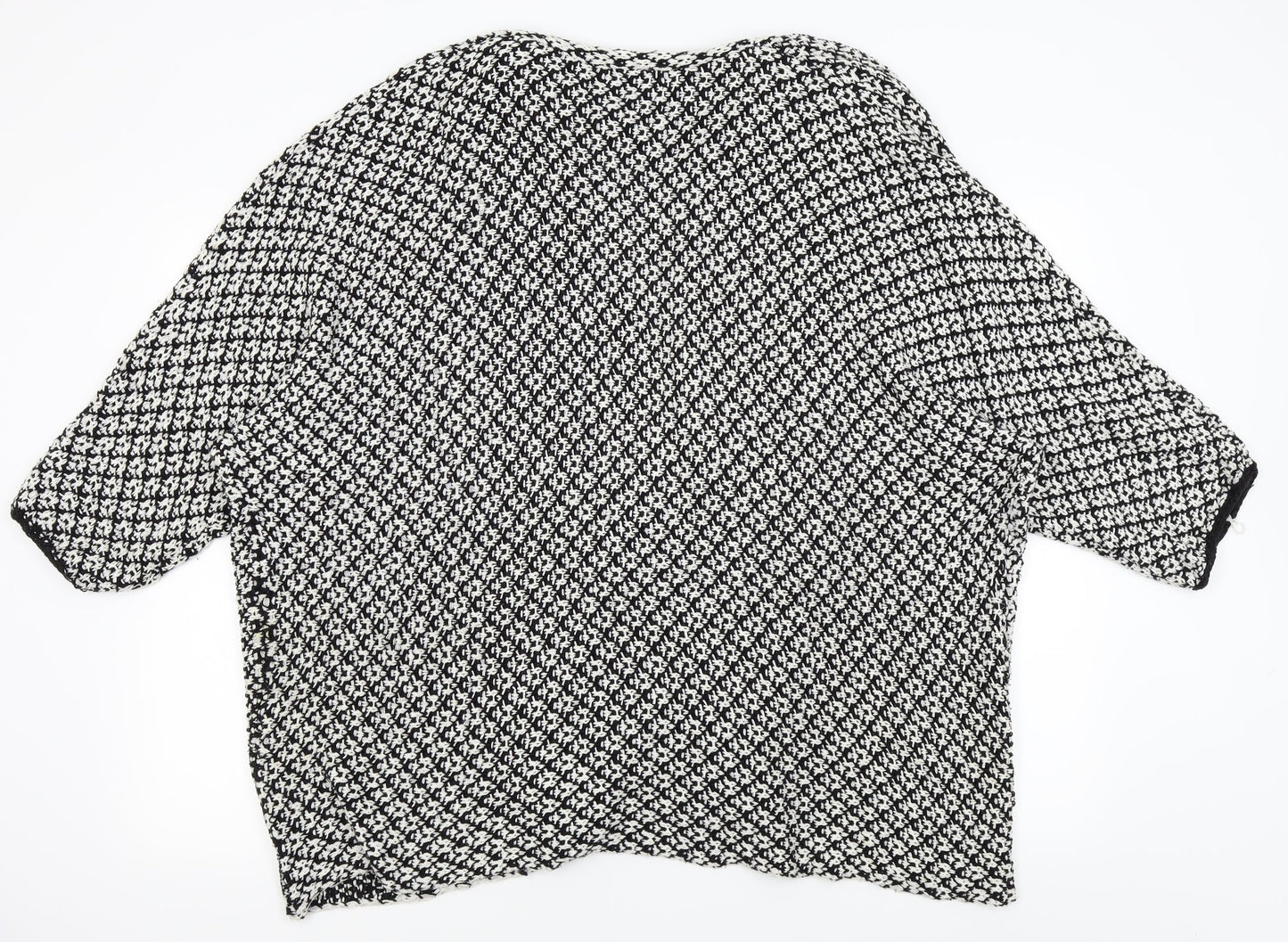 Preworn Womens Black Houndstooth  Cardigan Jumper Size L