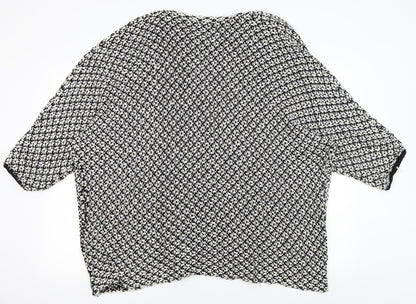 Preworn Womens Black Houndstooth  Cardigan Jumper Size L