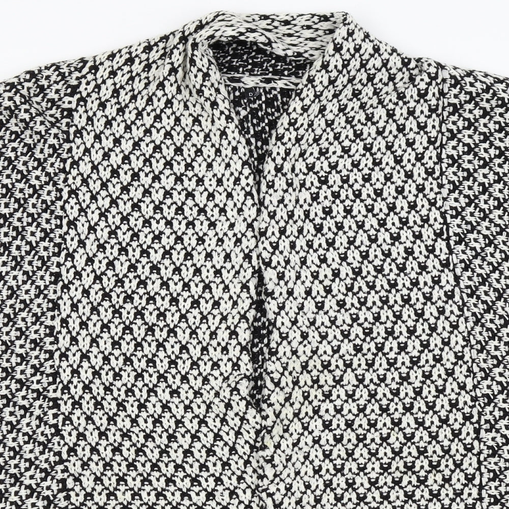 Preworn Womens Black Houndstooth  Cardigan Jumper Size L