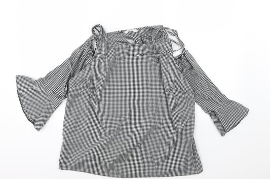 George Womens Grey Check  Basic Blouse Size 14