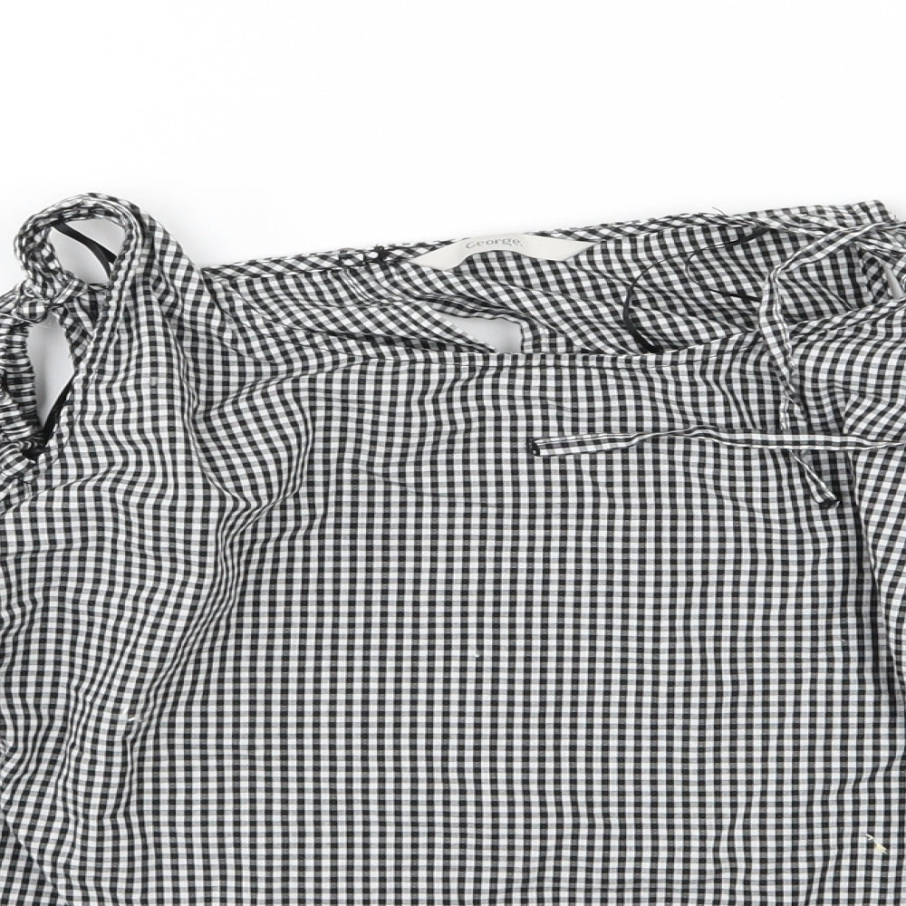 George Womens Grey Check  Basic Blouse Size 14