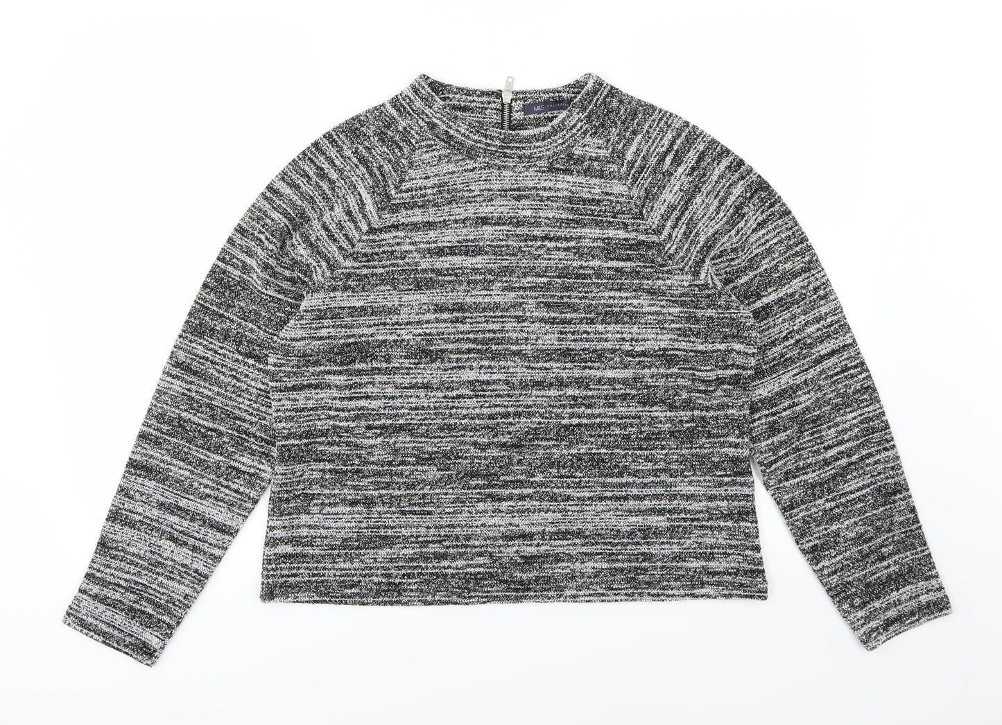 Marks and Spencer Womens Black Striped Knit Pullover Jumper Size 14