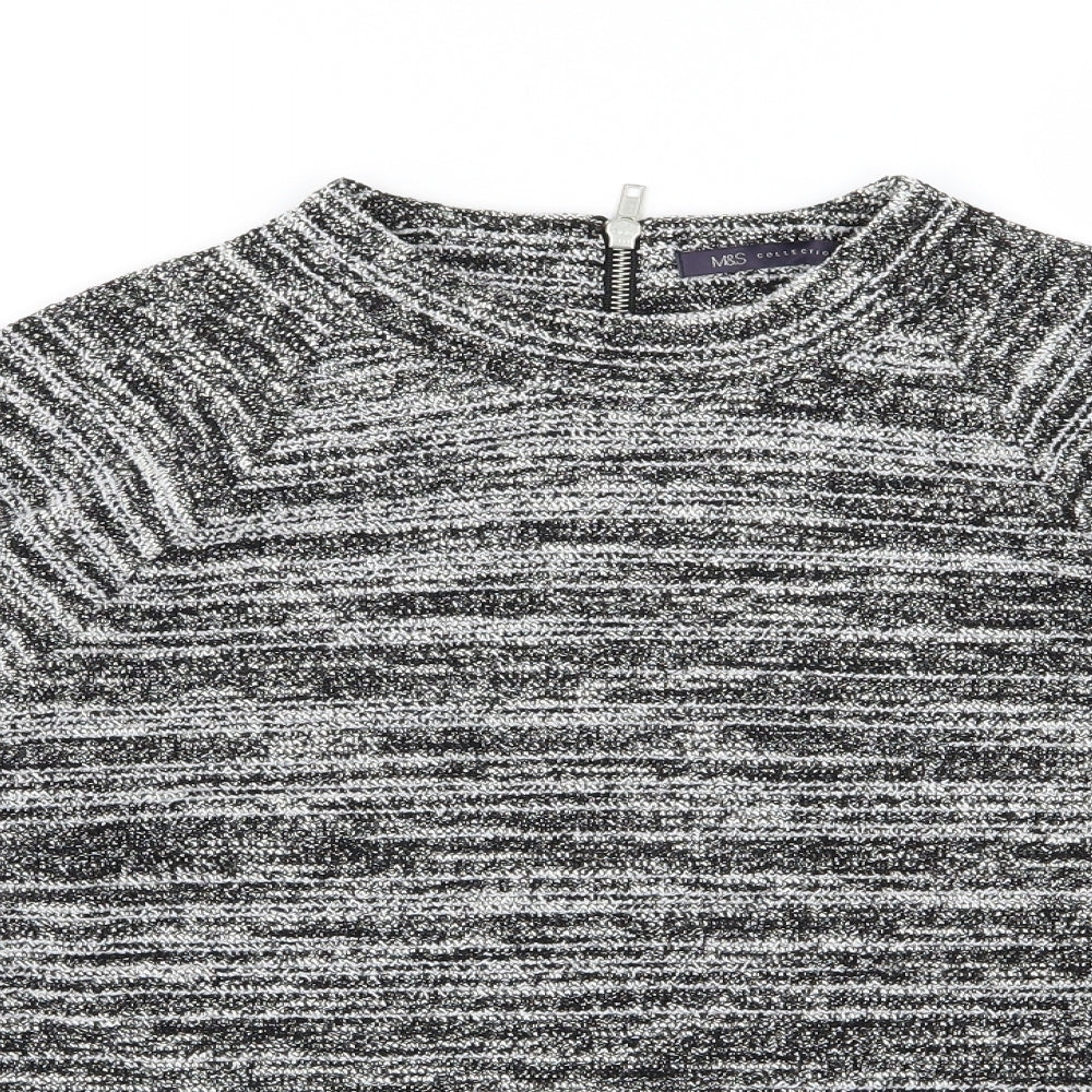 Marks and Spencer Womens Black Striped Knit Pullover Jumper Size 14