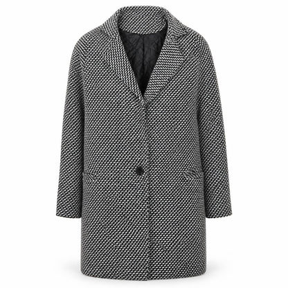 Yi Shang Womens Black Geometric  Overcoat Coat Size S