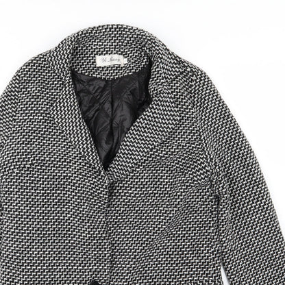 Yi Shang Womens Black Geometric  Overcoat Coat Size S