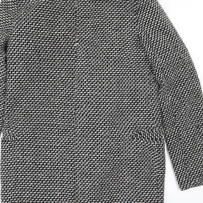 Yi Shang Womens Black Geometric  Overcoat Coat Size S