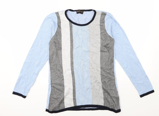 Anna Rose Womens Blue Striped Knit Pullover Jumper Size S