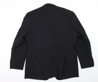 F&F Mens Black Striped Rayon Jacket Suit Jacket Size 44