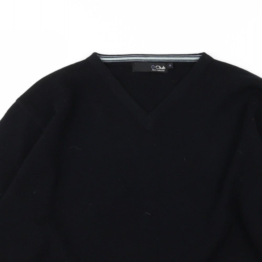 O Club Mens Black  Knit Pullover Jumper Size M