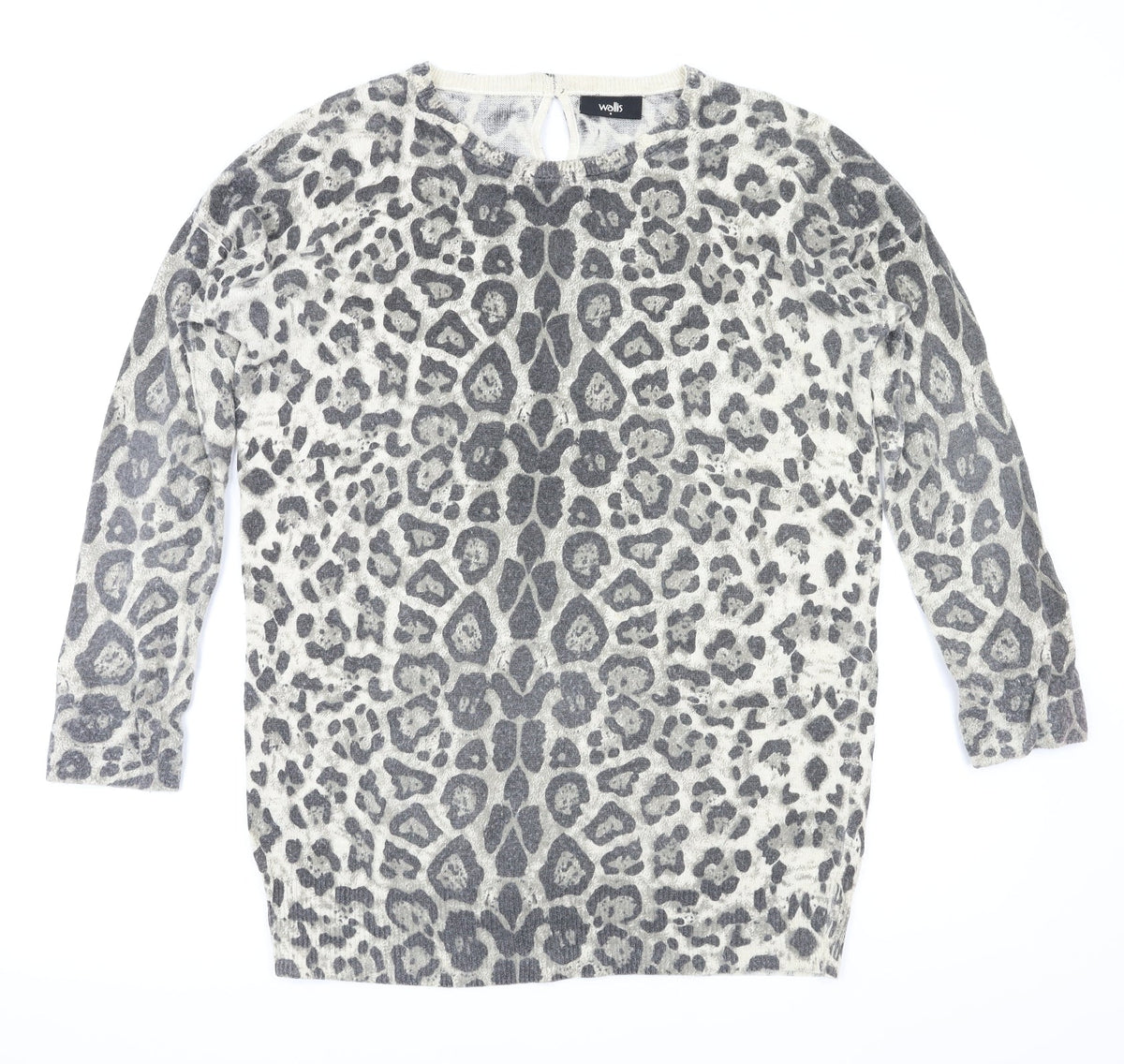 walllis Womens Brown Animal Print  Pullover Jumper Size S
