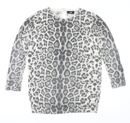 walllis Womens Brown Animal Print  Pullover Jumper Size S