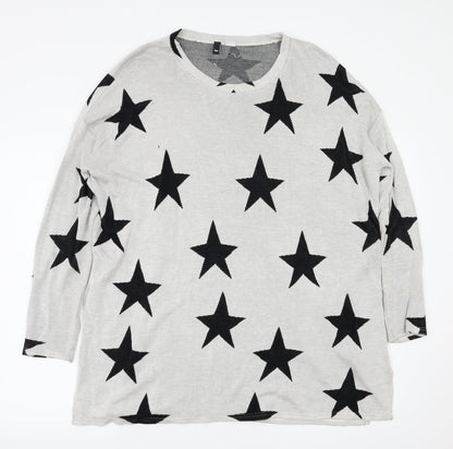 H&M Womens Grey Argyle/Diamond  Pullover Jumper Size M