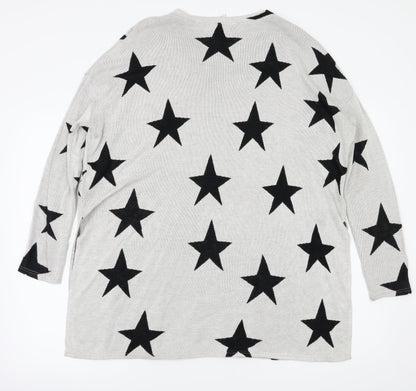 H&M Womens Grey Argyle/Diamond  Pullover Jumper Size M