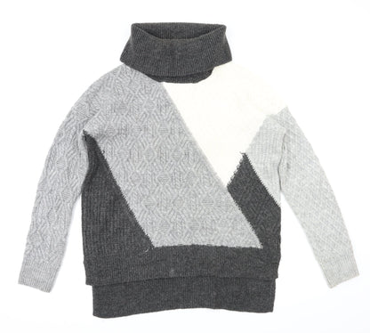Max Studio Womens Grey Houndstooth  Pullover Hoodie Size M