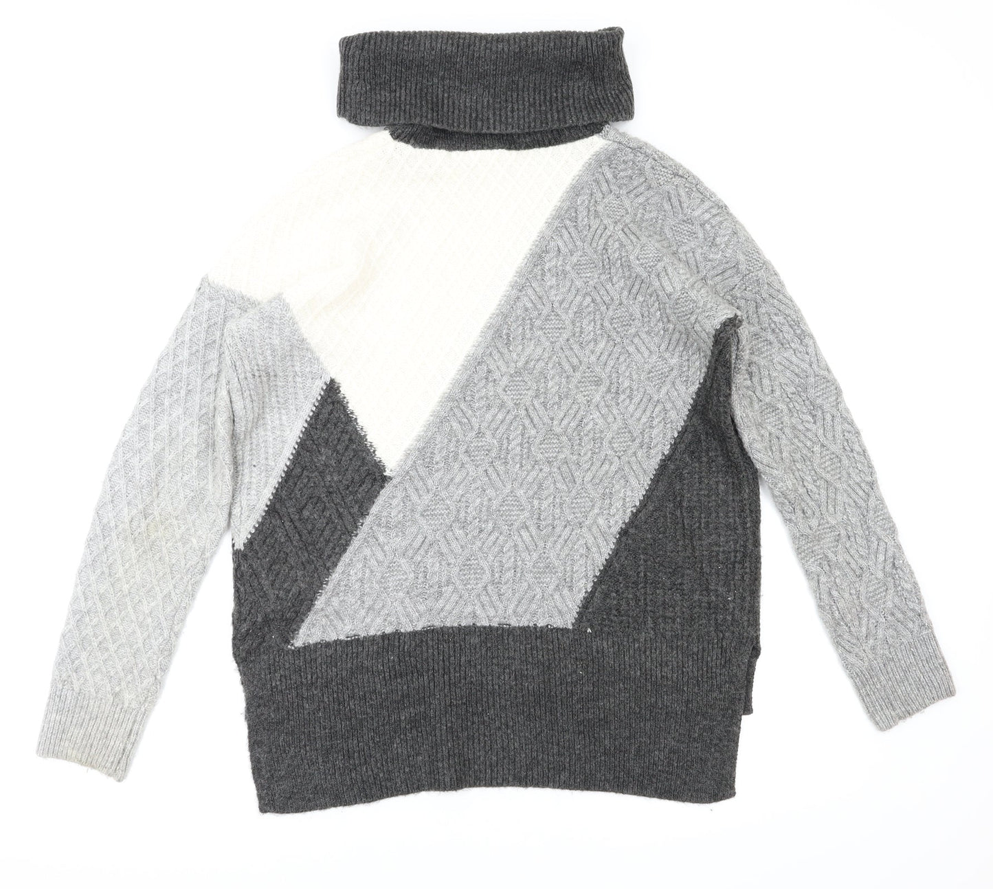 Max Studio Womens Grey Houndstooth  Pullover Hoodie Size M