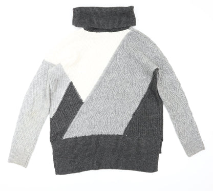 Max Studio Womens Grey Houndstooth  Pullover Hoodie Size M