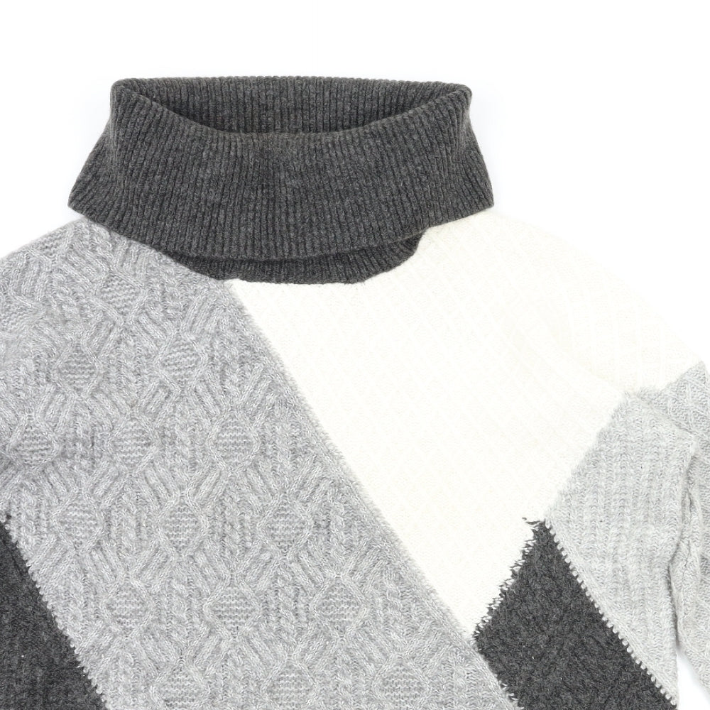 Max Studio Womens Grey Houndstooth  Pullover Hoodie Size M