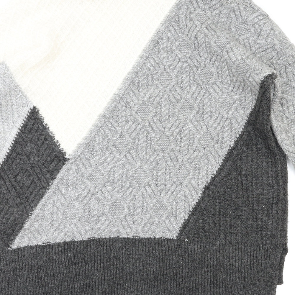 Max Studio Womens Grey Houndstooth  Pullover Hoodie Size M