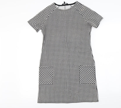 New Look Womens Black Check  A-Line  Size 8