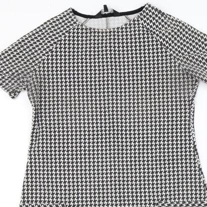 New Look Womens Black Check  A-Line  Size 8