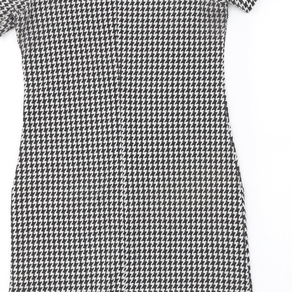 New Look Womens Black Check  A-Line  Size 8