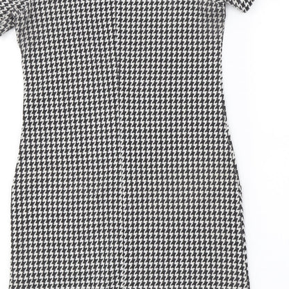 New Look Womens Black Check  A-Line  Size 8