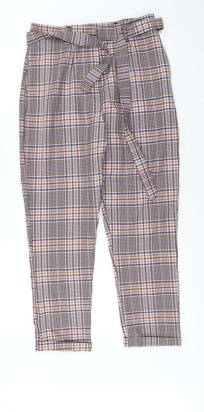 nastygal  Womens Beige Check  Trousers  Size 8 L24 in - with Belt