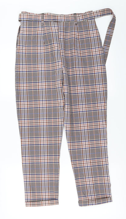nastygal  Womens Beige Check  Trousers  Size 8 L24 in - with Belt