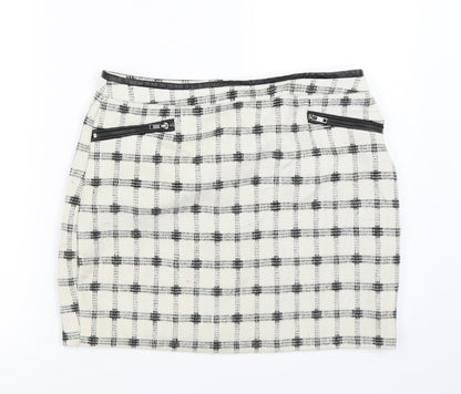 Atmosphere Womens Ivory Check  A-Line Skirt Size 12