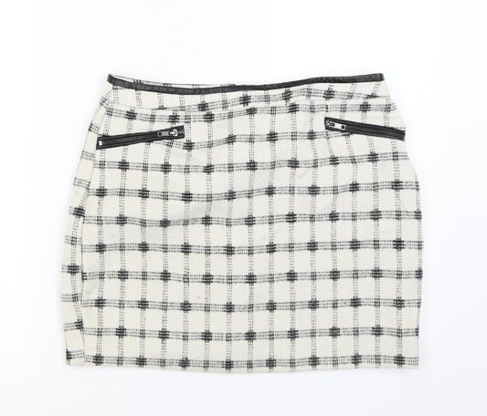 Atmosphere Womens Ivory Check  A-Line Skirt Size 12