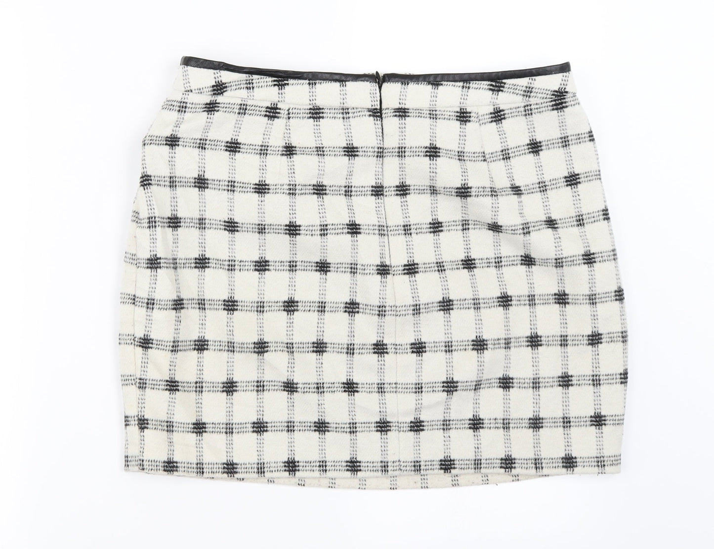 Atmosphere Womens Ivory Check  A-Line Skirt Size 12