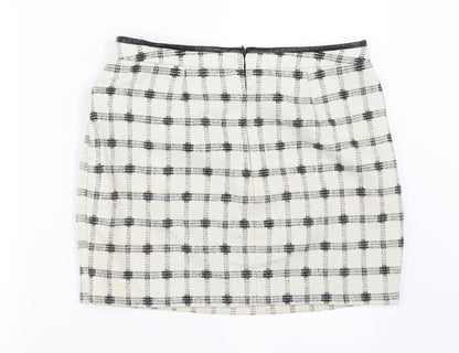 Atmosphere Womens Ivory Check  A-Line Skirt Size 12