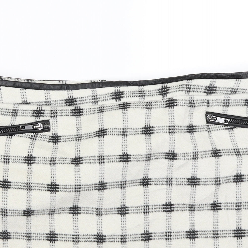 Atmosphere Womens Ivory Check  A-Line Skirt Size 12