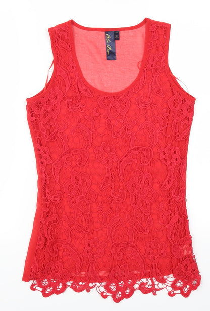 Blue Paris Womens Red  Lace Basic Tank Size S