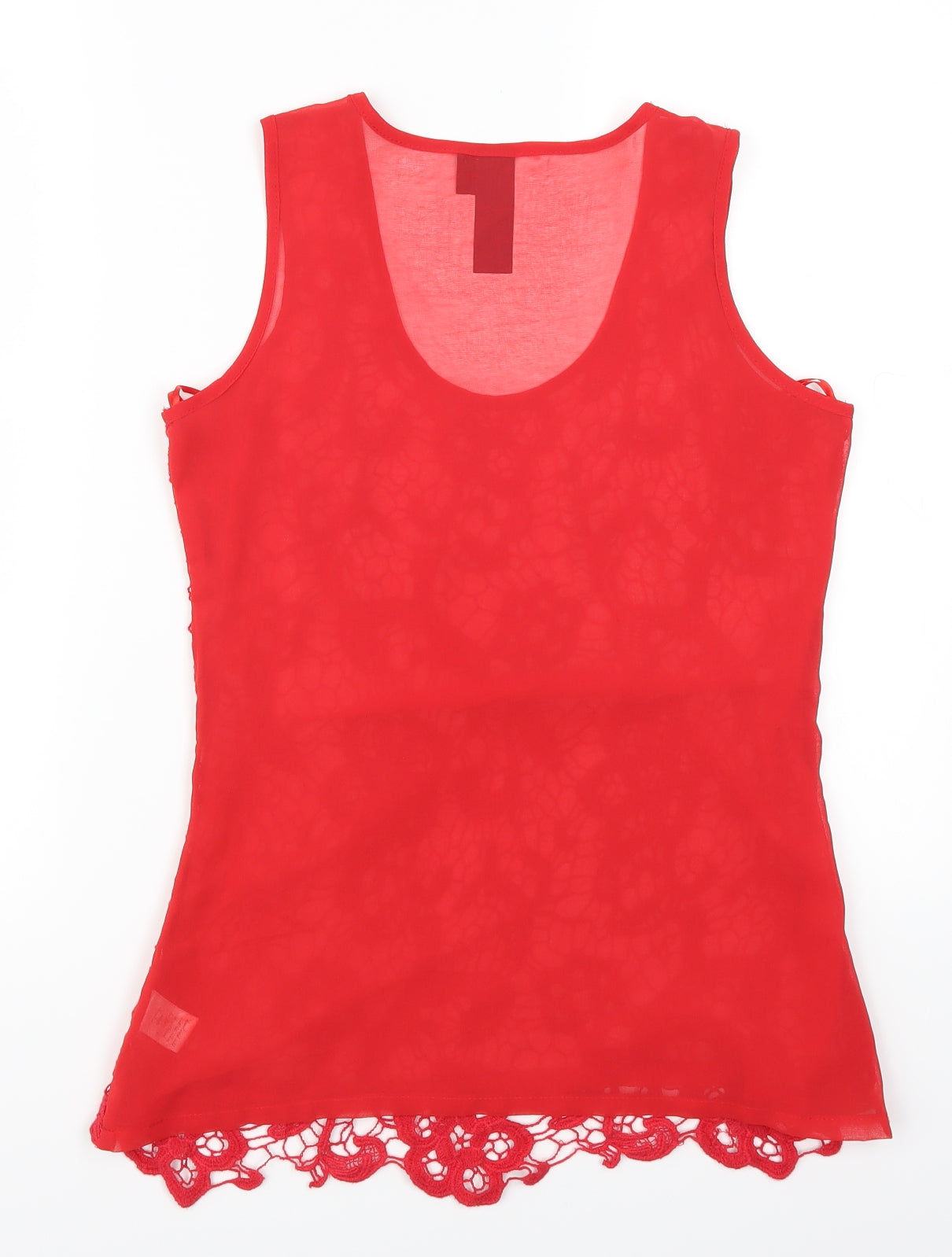 Blue Paris Womens Red  Lace Basic Tank Size S