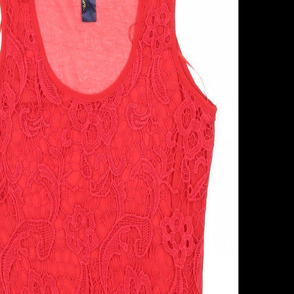 Blue Paris Womens Red  Lace Basic Tank Size S